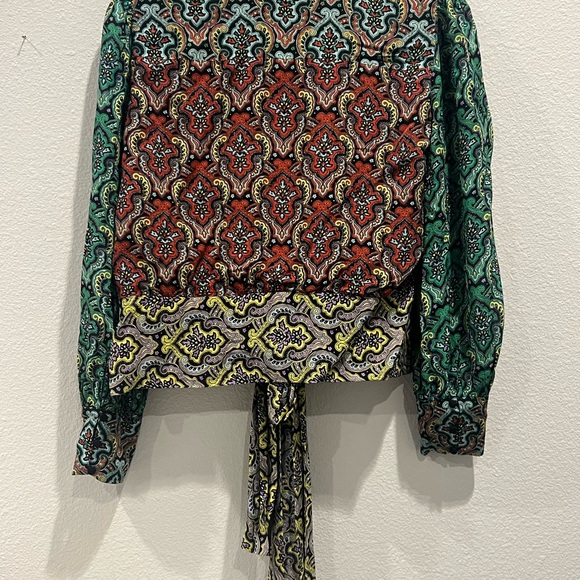 Alice + Olivia Red and Green Paisley Top - Picture 3 of 6